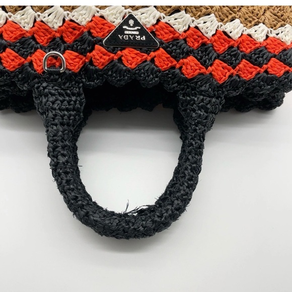 Prada Canapa Raffia Straw Tricolor Handbag W/Dustbag - Picture 5 of 16